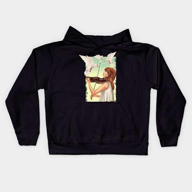 The Lovable Violin Girl Kids Hoodie by siddick49